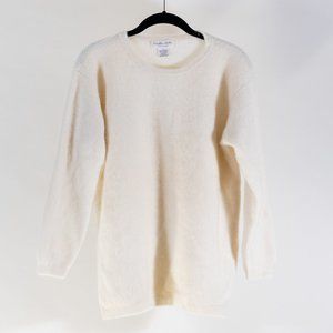 100% CASHMERE Creme Soft Fuzzy Sweater (sz:L)